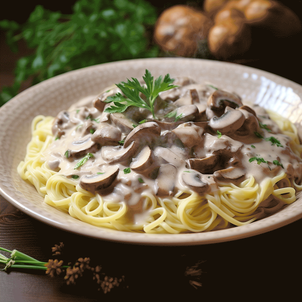 Fetuccine con Salsa de Champiñones