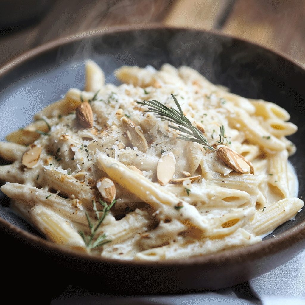 Penne-Rigati-con-Salsa-Cremosa-de-Almendras